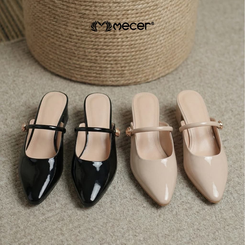 Gambar ke-9 produk Mecer Monday WYH 6366-B24 Khaki dan Hitam Size 36-41, Slip On Block Heels Wanita, Casual, Informal dan Kuliah