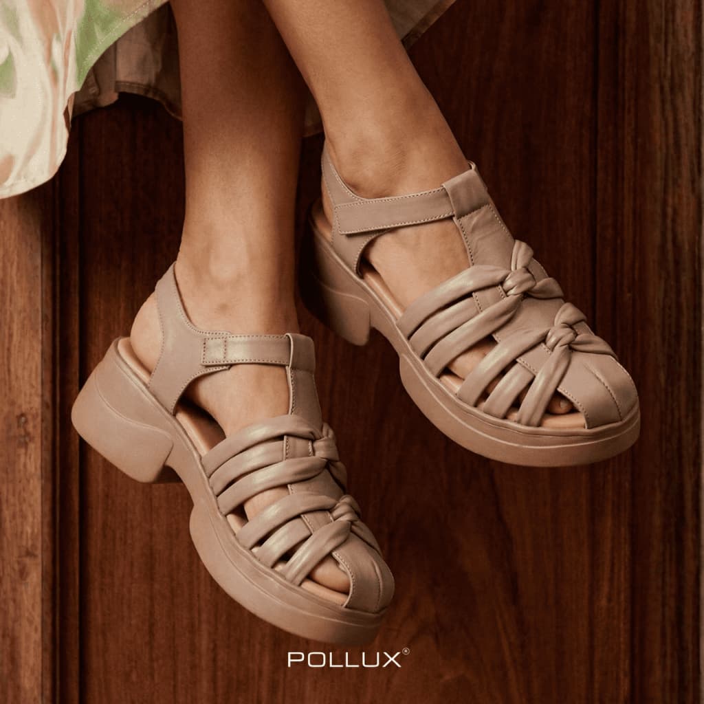 Gambar ke-7 produk Pollux Bold WPOCU 49 - Sandal Wedges Wanita Bahan Kulit Asli Tinggi 5cm