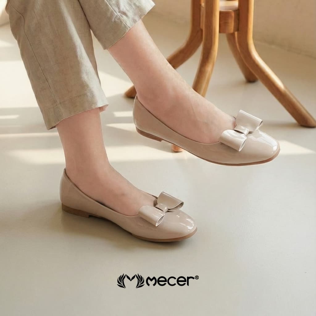 Gambar ke-9 produk Mecer Core WYH 65206 Beige dan Hitam Size 36-41, Flat Shoes Wanita Casual, Kantor, Kuliah