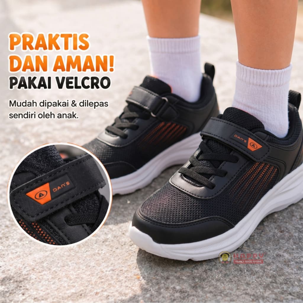 Gambar ke-1 produk Dans Trofim Sepatu Sekolah Anak SD Kekinian - Sneakers Anak Dans Aedrix
