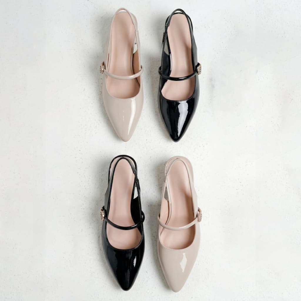 Thumbnail gambar ke-3 produk Mecer Monday WYH636624 Khaki dan Hitam Size 36-41, Block Heels Wanita Cocok Untuk Acara Formal, Pesta, Rapat dan Kerja