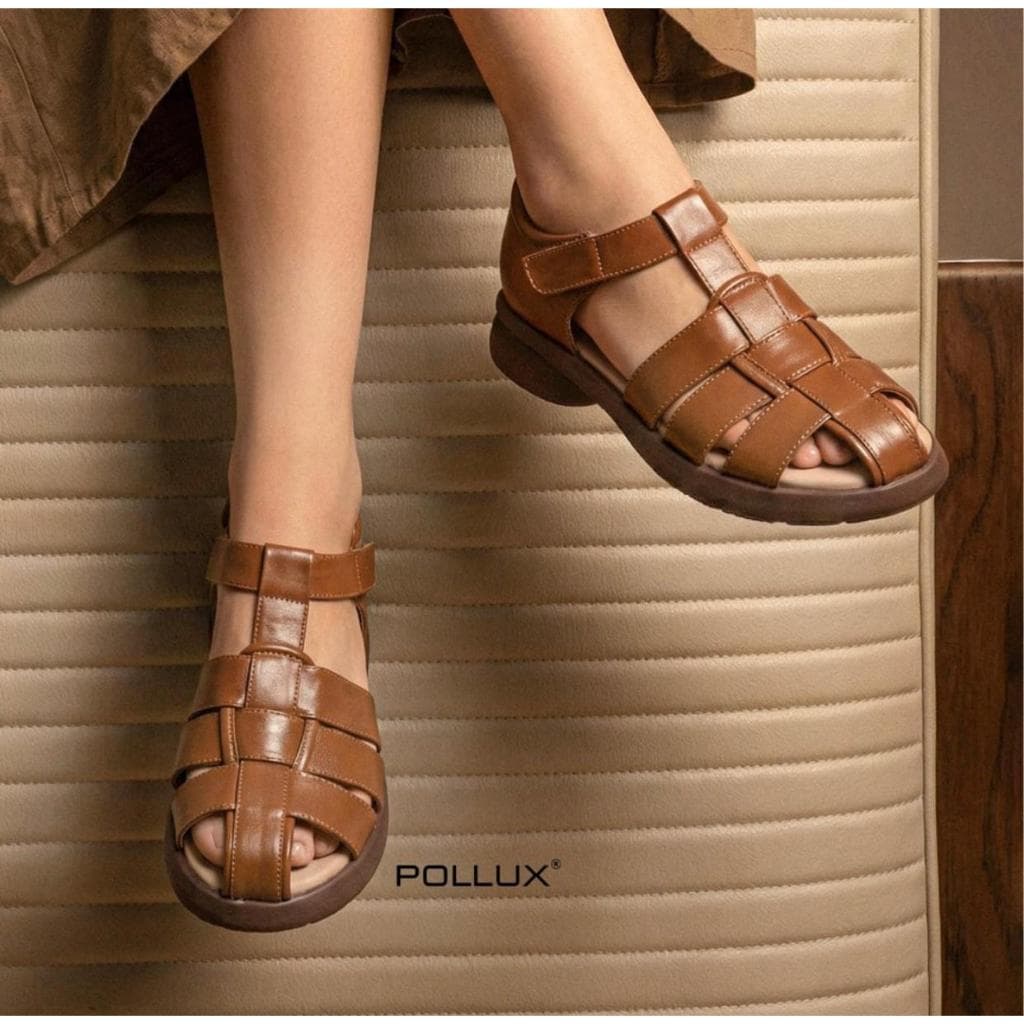 Gambar ke-9 produk Pollux E-Wear WPOMO 28 - Sandal Flat Wanita Kekinian Bahan Kulit Asli Ringan Anti Slip Cocok untuk Ak