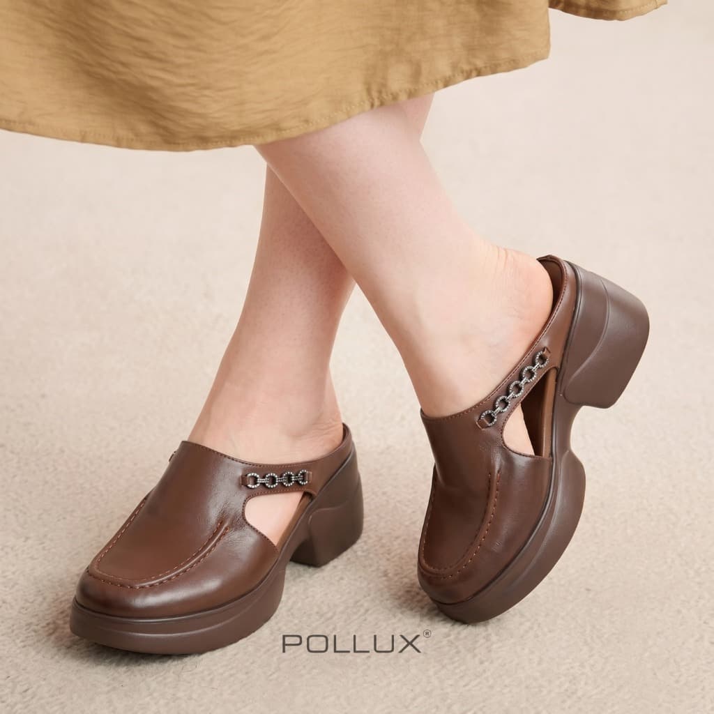 Gambar ke-1 produk Pollux Bold WPOCU 44 - Sandal Wedges Wanita Stylish Kekinian Bahan Kulit Asli Tinggi 5cm Size 36-41