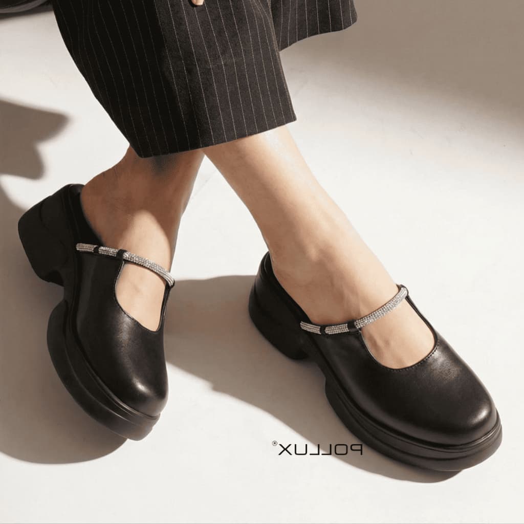 Thumbnail gambar ke-2 produk Pollux Bold WPOCU 21 - Sandal Wedges Wanita Elegant Kekinian Bahan Kulit Asli Casual Fashion Empuk Tinggi 5cm Size 36-41
