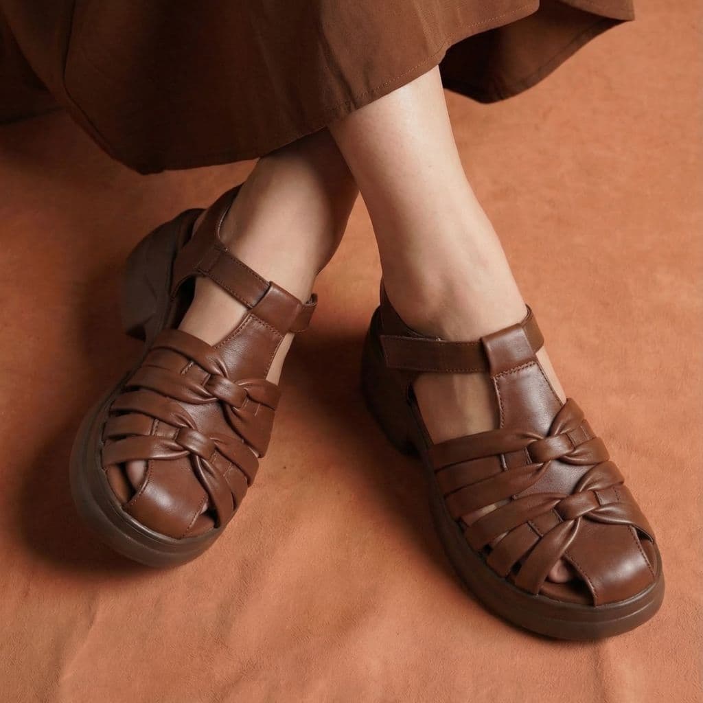 Thumbnail gambar ke-4 produk Pollux Bold WPOCU 49 - Sandal Wedges Wanita Bahan Kulit Asli Tinggi 5cm
