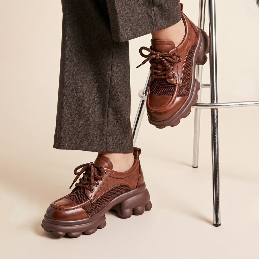 Gambar ke-6 produk Pollux Boots Wbb 98991 Sepatu Wanita Boots Chunky Premium – Casual Shoes Bahan Kulit Asli & Mesh, Sol Tebal Nyaman Anti Slip