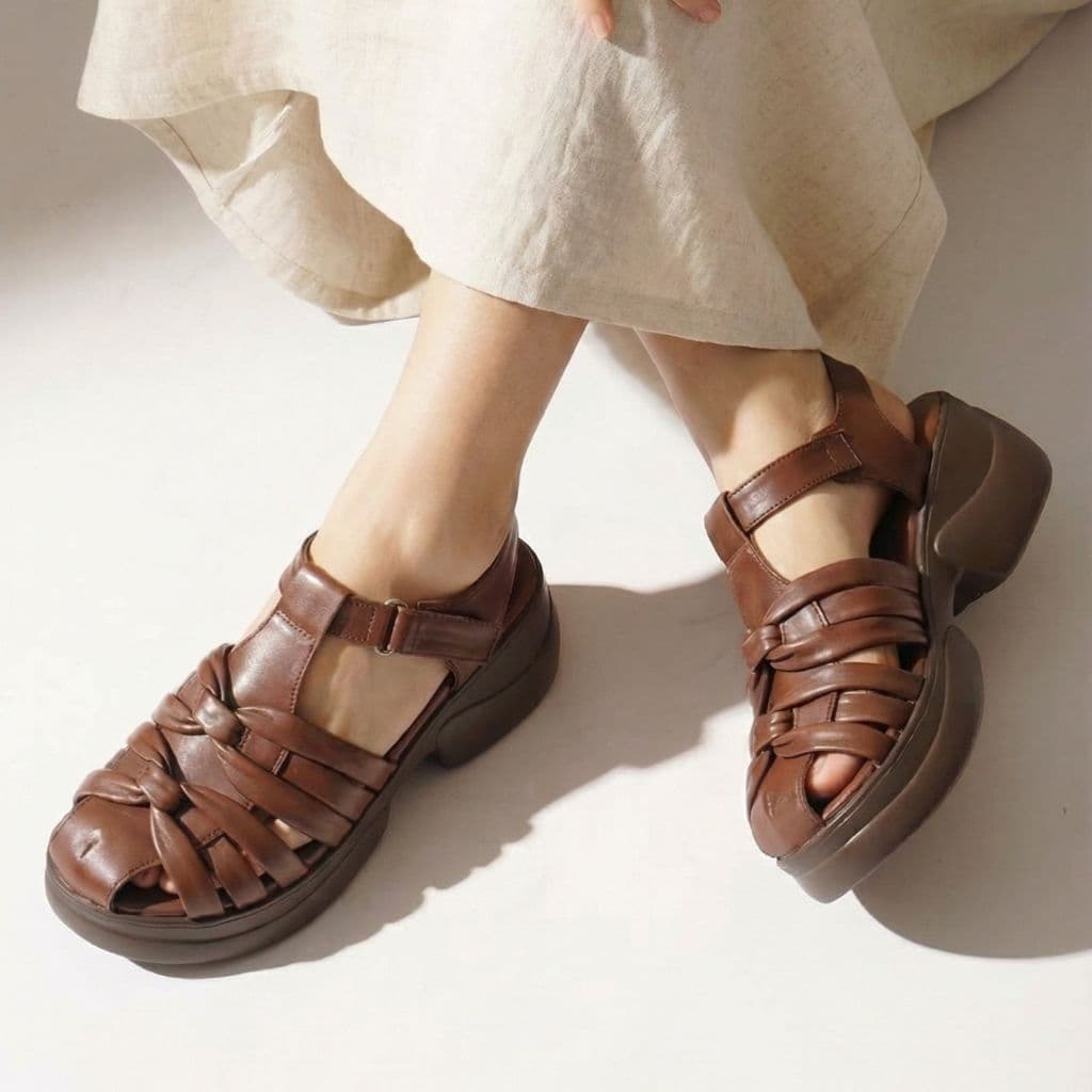 Thumbnail gambar ke-6 produk Pollux Bold WPOCU 49 - Sandal Wedges Wanita Bahan Kulit Asli Tinggi 5cm