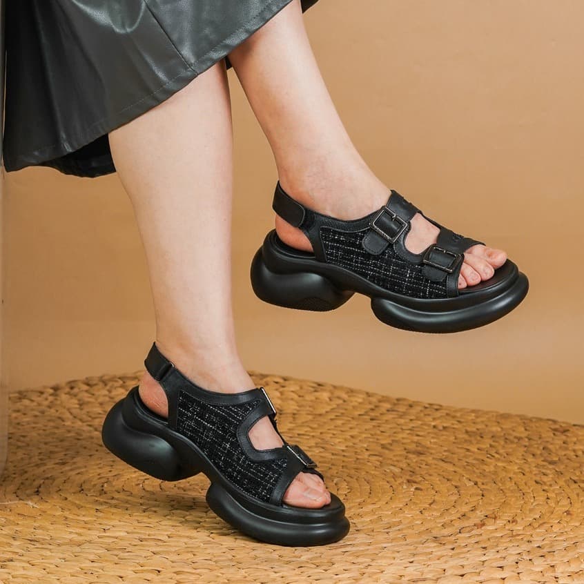 Thumbnail gambar ke-12 produk Pollux Bold WPOCY Buy One Get One  - Sandal Platform Chunky Glitter Wanita Sol Tebal Sandal Pesta Me