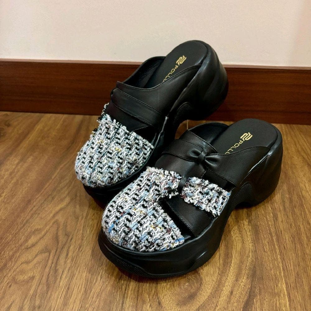 Thumbnail gambar ke-9 produk Pollux Bold WPODX 12 - Sandal Wedges model Selop Wanita Kekinian Tinggi 8cm