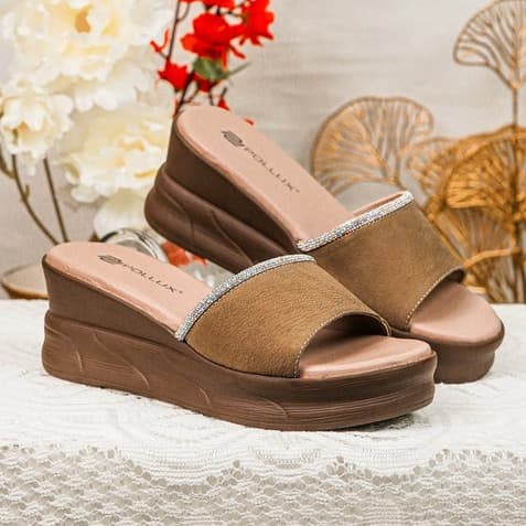 Thumbnail gambar ke-4 produk Pollux Classic WPOFU 07 - Sandal Wedges Wanita Bahan Kulit Tinggi Wedges 6 Cm