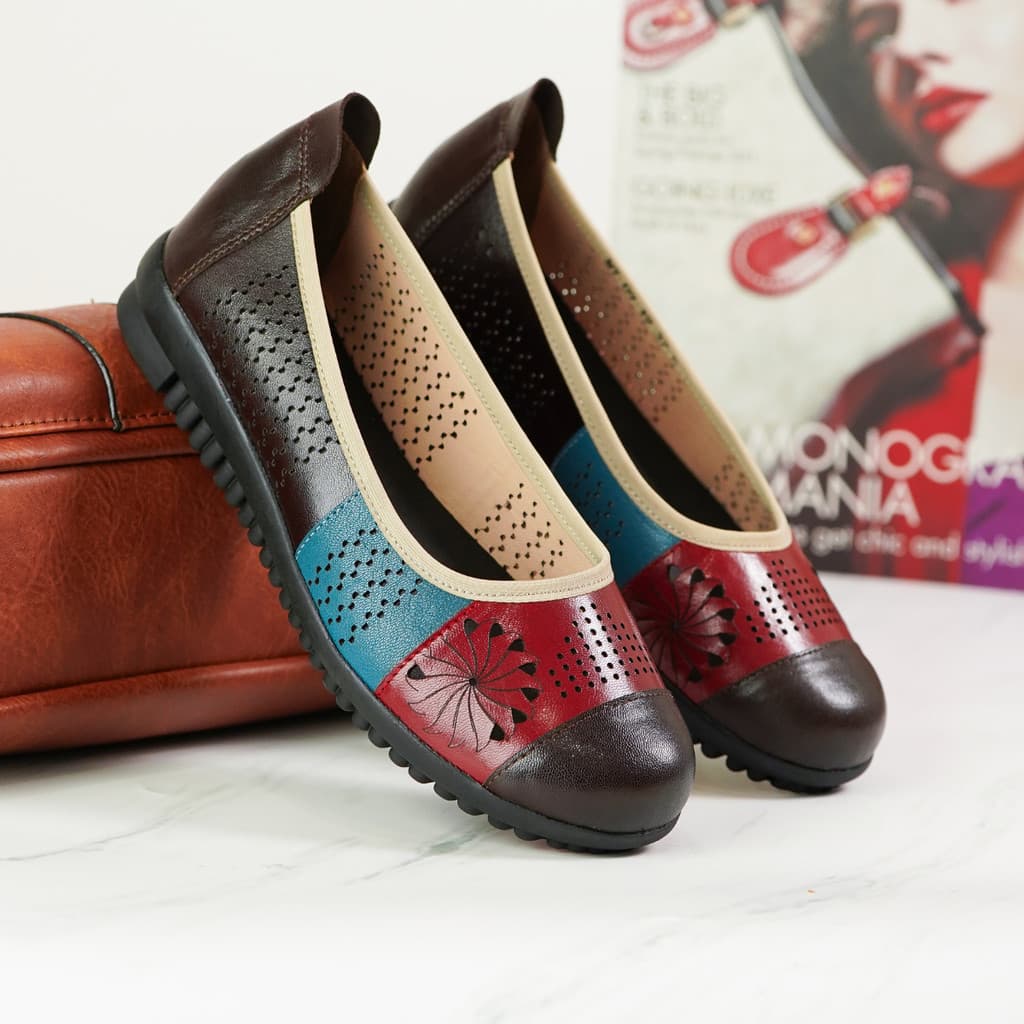 Gambar ke-1 produk Pollux Monday WPOMT 09 - Flatshoes Sepatu Wanita Kekinian Bahan Kulit Asli Anti Slip
