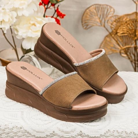 Thumbnail gambar ke-3 produk Pollux Classic WPOFU 07 - Sandal Wedges Wanita Bahan Kulit Tinggi Wedges 6 Cm