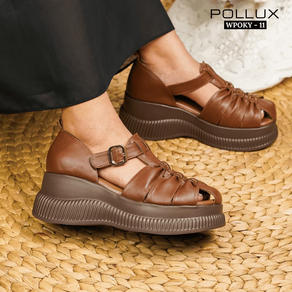 Thumbnail gambar ke-2 produk Pollux Bold WPOKY 11 - Sandal Wanita Model Clogs Bahan Kulit Asli | Sandal Wedges Wanita Kekinian