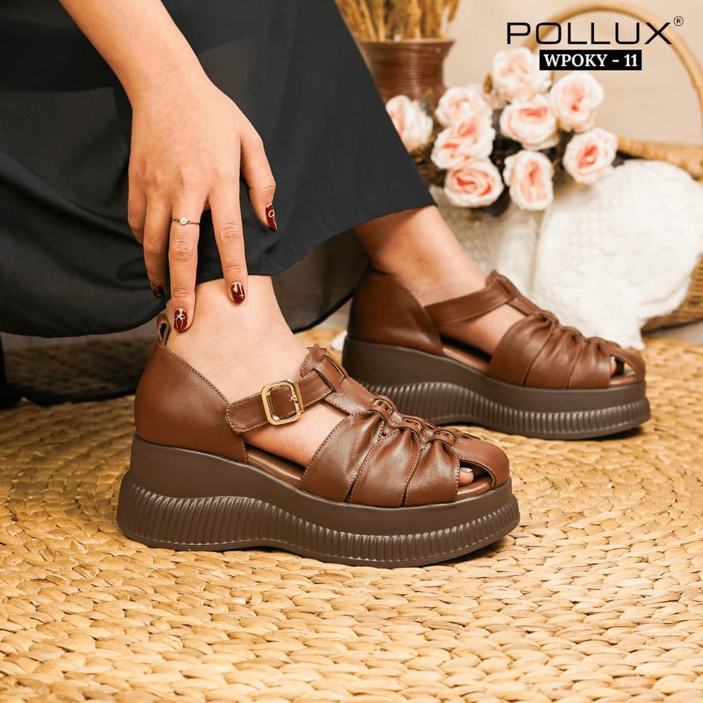 Gambar ke-8 produk Pollux Bold WPOKY 11 - Sandal Wanita Model Clogs Bahan Kulit Asli | Sandal Wedges Wanita Kekinian