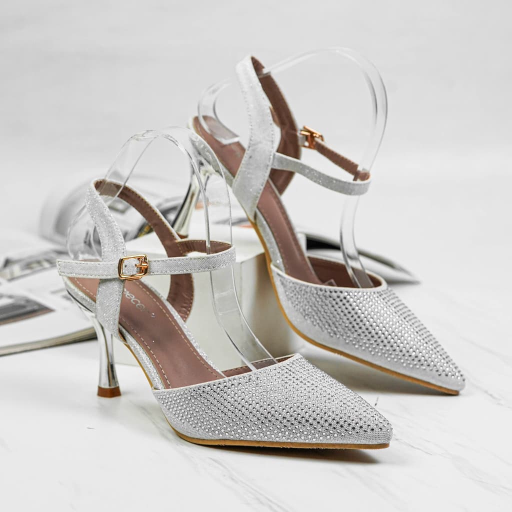 Thumbnail gambar ke-6 produk Mecer Glow WYH09119 36-40 Sepatu Hak Wanita Heels Party Silver