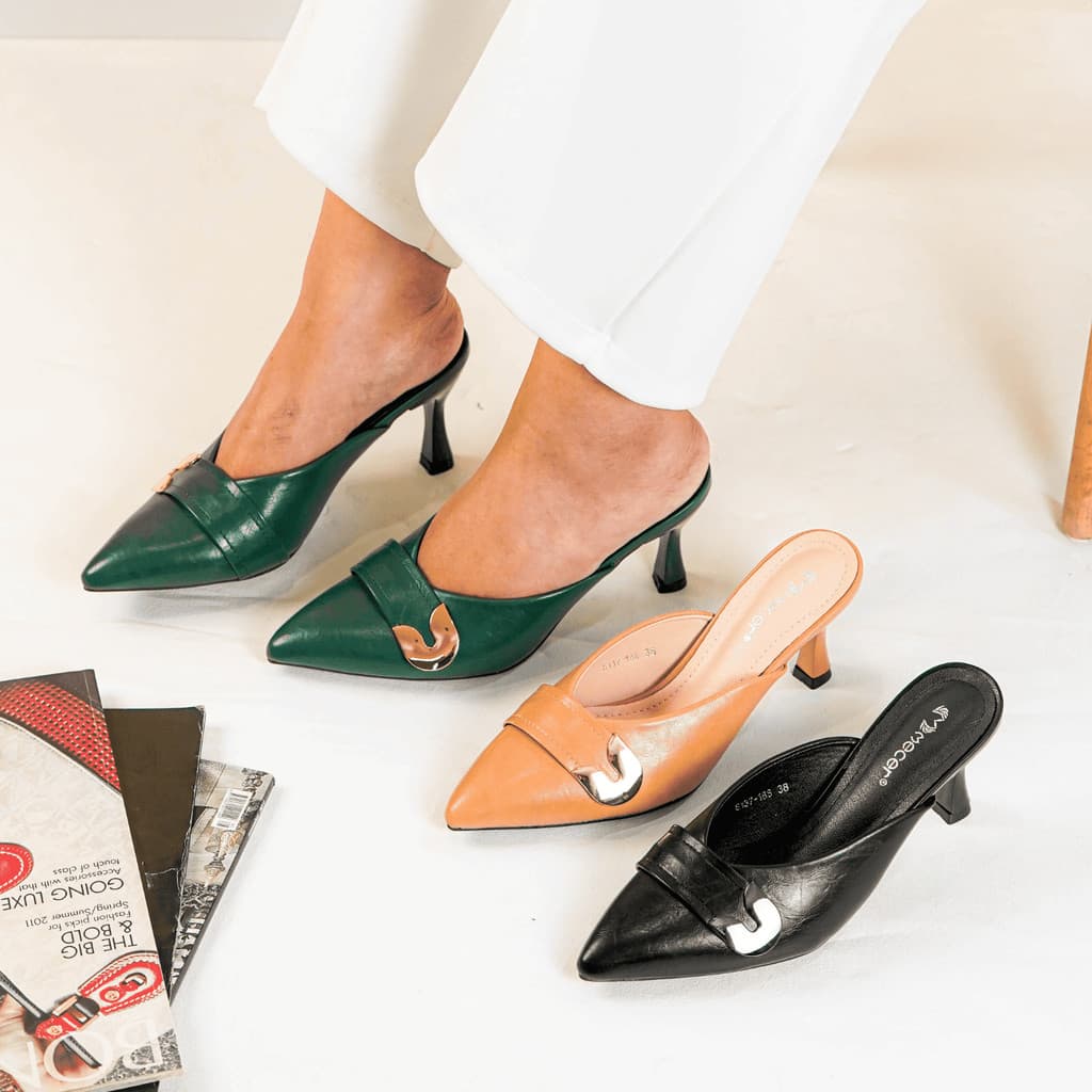 Gambar produk Mecer Monday WYH 37188 - Sepatu Hak Wanita Mules Stiletto Party Wedding Graduation Wisuda | Heels