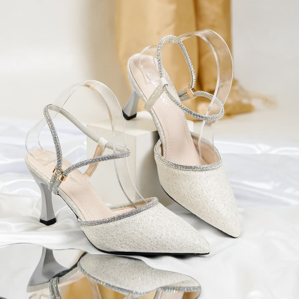Thumbnail gambar ke-5 produk Mecer Aurora WYH 37197 - Sepatu Hak Wanita Mules Stiletto Party Wedding Graduation Wisuda | Heels