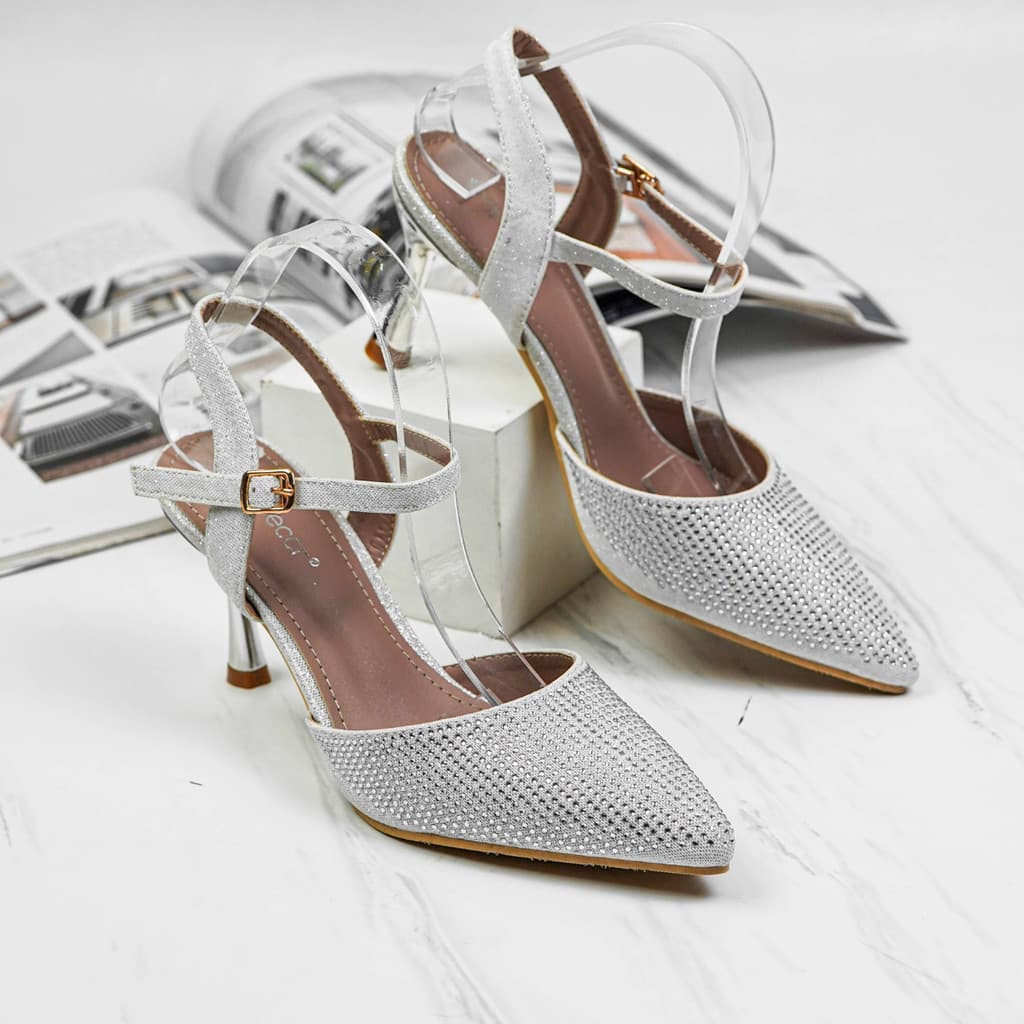 Thumbnail gambar ke-2 produk Mecer Glow WYH09119 36-40 Sepatu Hak Wanita Heels Party Silver