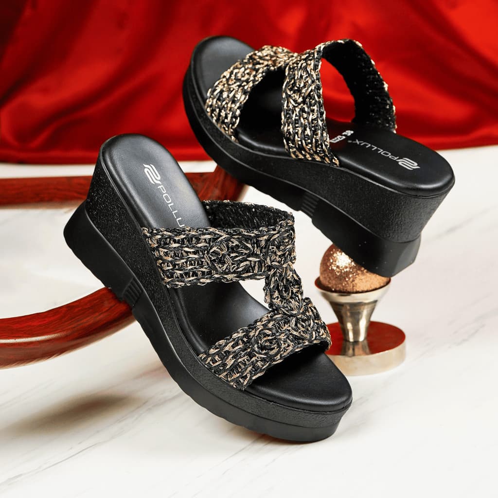Gambar produk Pollux Wpoks 23 Sandal Wedges Wanita Bahan Kulit Asli Tinggi 8cm