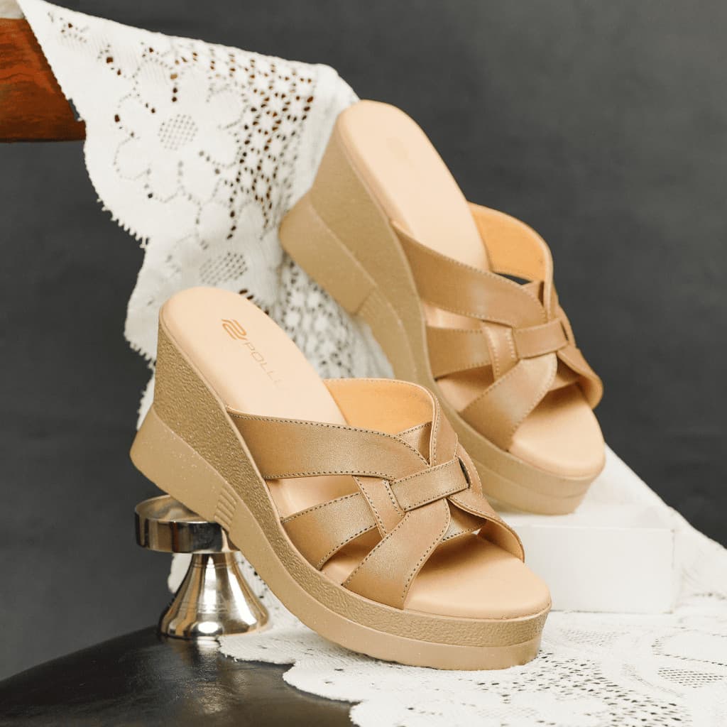Thumbnail gambar ke-4 produk Pollux WPOKS 01 Sandal Wedges | Wedges Slip On Wanita Bahan Kulit