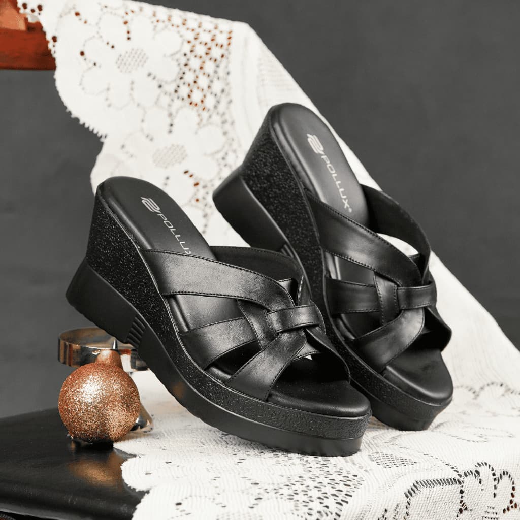 Gambar produk Pollux WPOKS 01 Sandal Wedges | Wedges Slip On Wanita Bahan Kulit