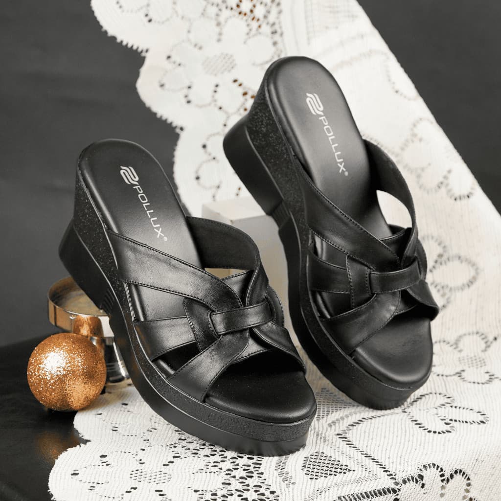 Thumbnail gambar ke-2 produk Pollux WPOKS 01 Sandal Wedges | Wedges Slip On Wanita Bahan Kulit