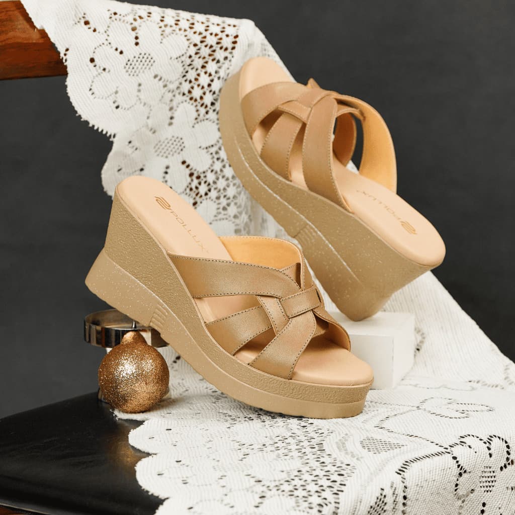 Thumbnail gambar ke-3 produk Pollux WPOKS 01 Sandal Wedges | Wedges Slip On Wanita Bahan Kulit