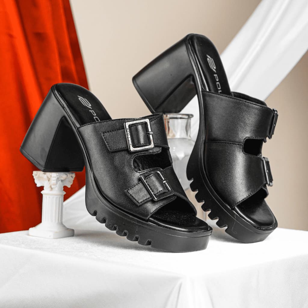 Thumbnail gambar ke-8 produk Pollux Bold WPOAY 16 - Sepatu Sandal Heels | Hak Chungky Bahan Kulit Asli