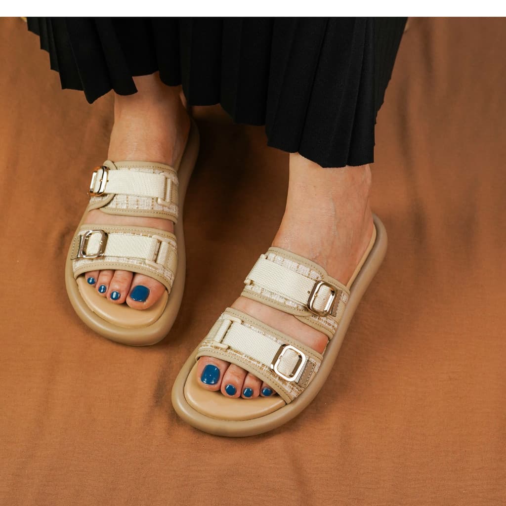 Thumbnail gambar ke-5 produk Pollux Daily WPOGS 01 - Sandal Flat | Sandal Wanita Kekinian | Sandal Wanita Bahan Kulit