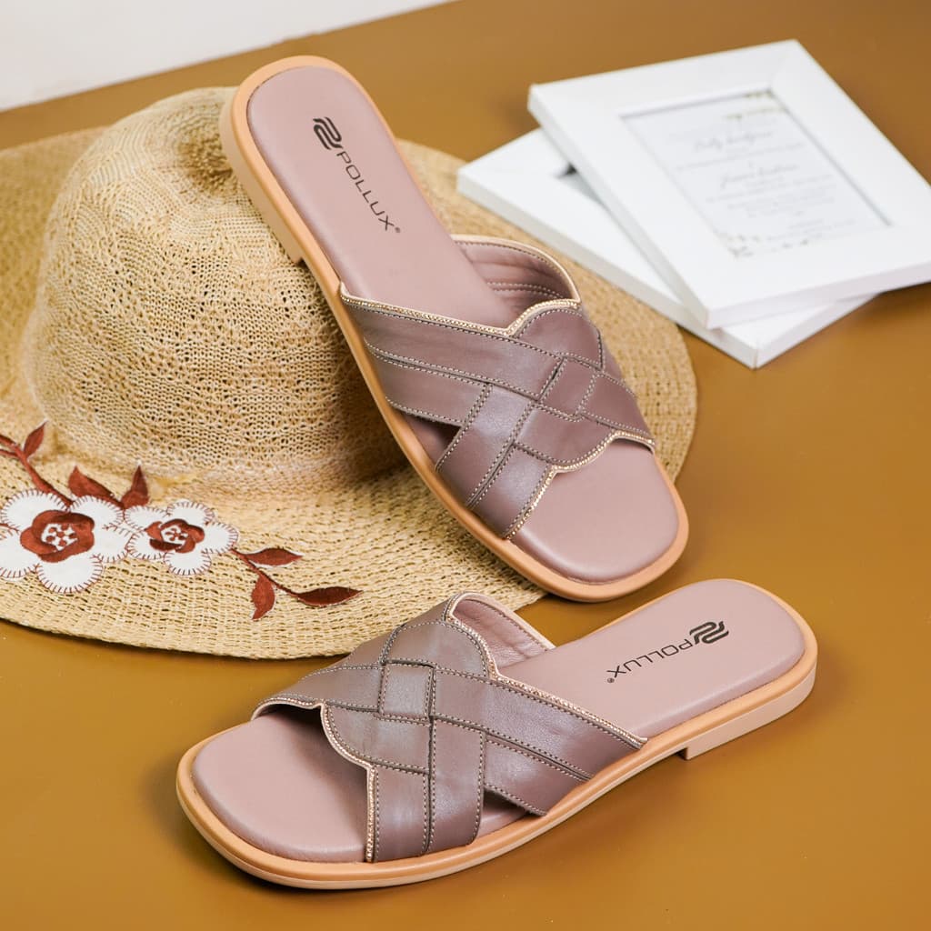 Gambar ke-1 produk Pollux E-Wear WPOMY 10 - Sandal Teplek Wanita Kekinian Bahan Kulit Asli