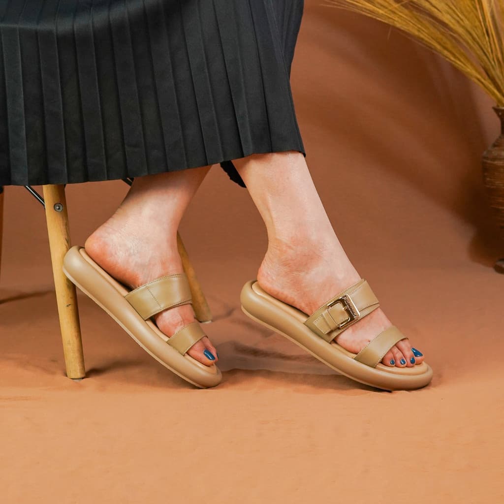 Thumbnail gambar ke-2 produk Pollux Daily WPOGS 04 - Sandal Flat | Sandal Wanita Kekinian | Sandal Wanita Bahan Kulit