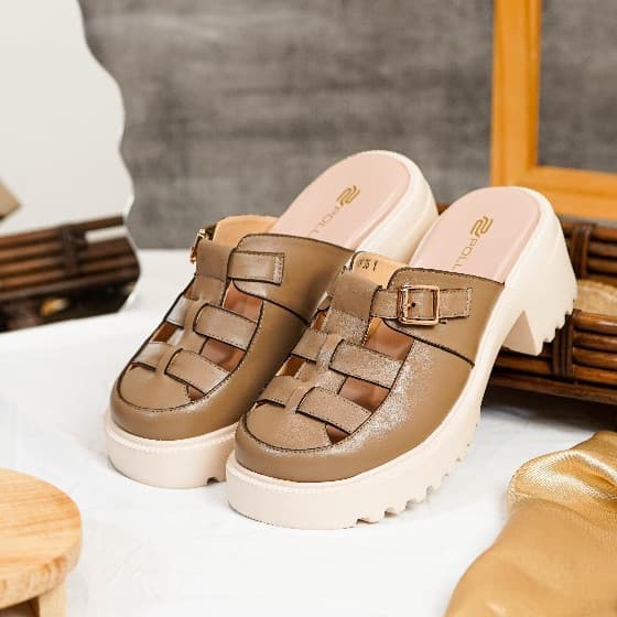 Thumbnail gambar ke-2 produk Pollux Bold WPOLU 04 - Sandals Heels Chunky Wanita Kekinian Bahan Kulit