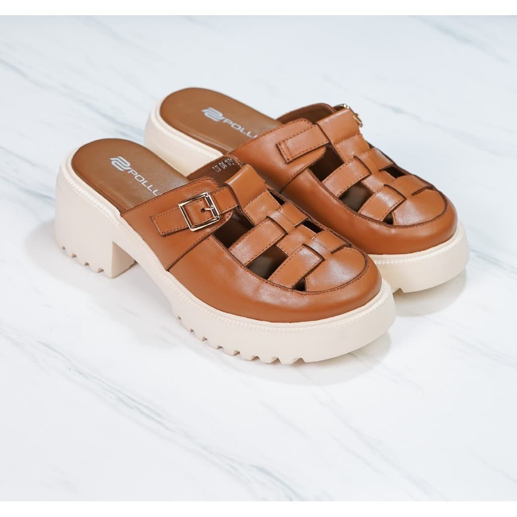Thumbnail gambar ke-8 produk Pollux Bold WPOLU 04 - Sandals Heels Chunky Wanita Kekinian Bahan Kulit