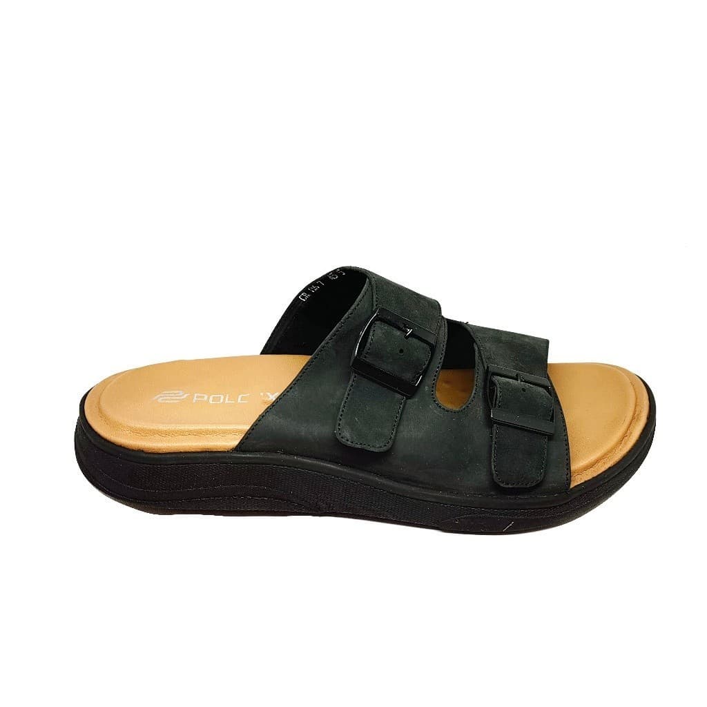 Gambar ke-1 produk Pollux PPOCR 06 Sandal Kulit Pria Bahan Kulit Asli | Sandal Slide Pria