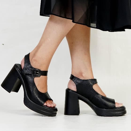 Gambar ke-1 produk Pollux Classic WPOAS 04 - High Heels Wanita 9cm Bahan Kulit Asli | Sepatu Sandal Wanita Chungky Hils