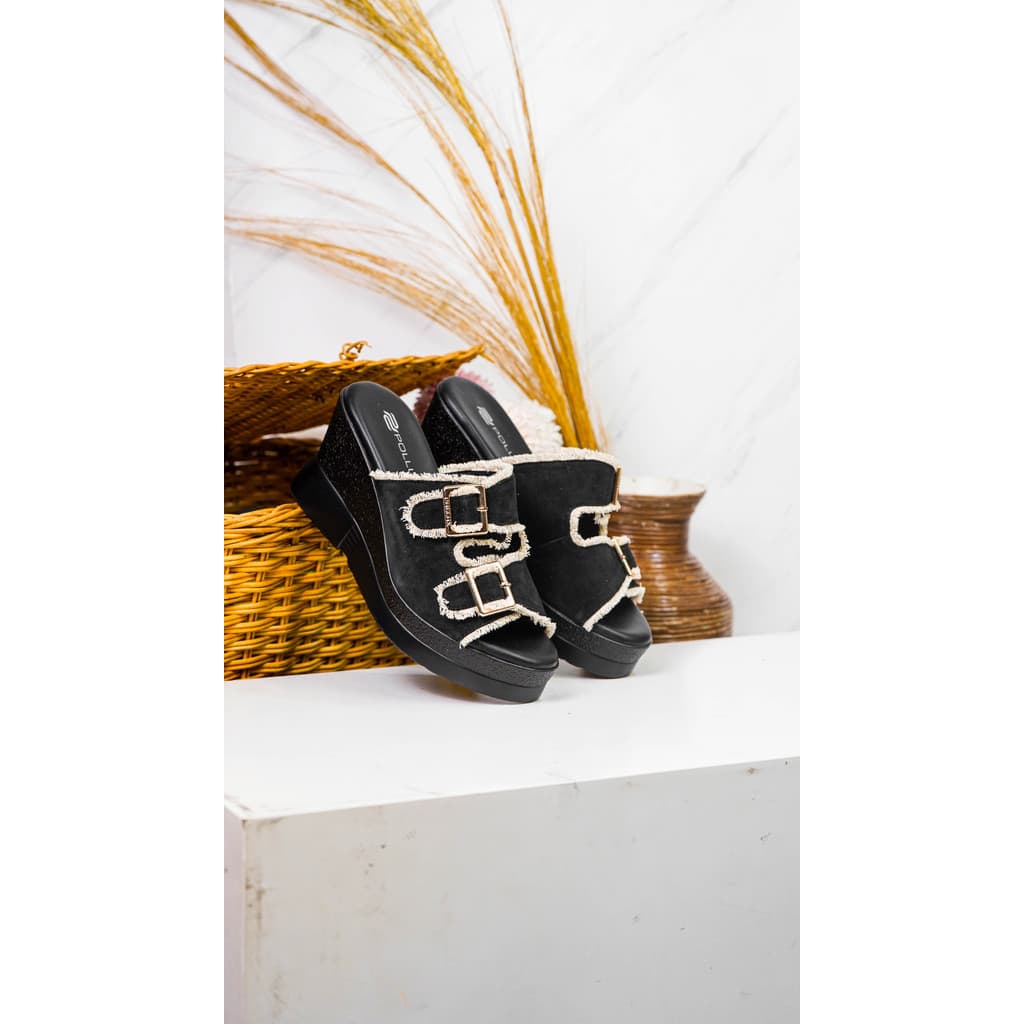 Gambar ke-5 produk Pollux Classic WPOKS 14 - Sandal Wedges Wanita Kekinian Dari Bahan Kulit Asli | Tinggi Wedges 8Cm