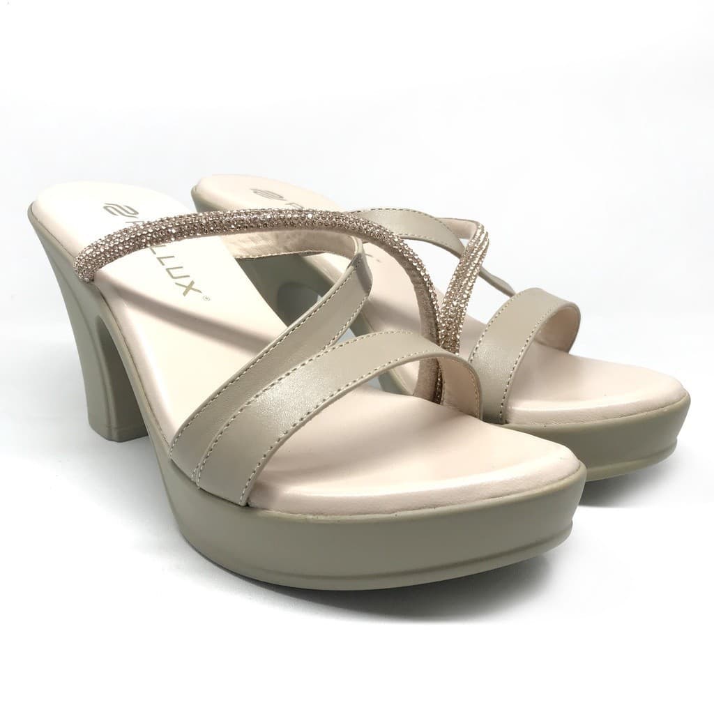Gambar ke-8 produk Pollux Classic WPOGP 16 - Sandal High Heels Wanita Bahan Kulit Asli Kombinasi Glitter Elegant Tinggi 9cm