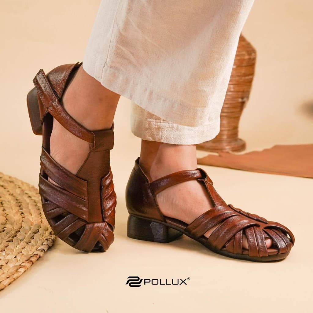 Gambar ke-8 produk Pollux Classic WBB 9891 - Sepatu Sandal Wanita Stylish Bahan Kulit Asli Tinggi 3cm