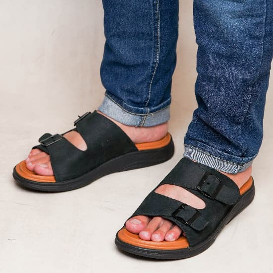 Gambar ke-1 produk Pollux PPOCR 06 Sandal Kulit Pria Bahan Kulit Asli | Sandal Slide Pria