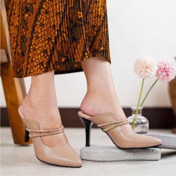 Thumbnail gambar ke-5 produk Pollux Aurora Lite WPOAV 32 - Sandal Heels Wanita Mule Strap Glitter Elegan Tinggi 5cm