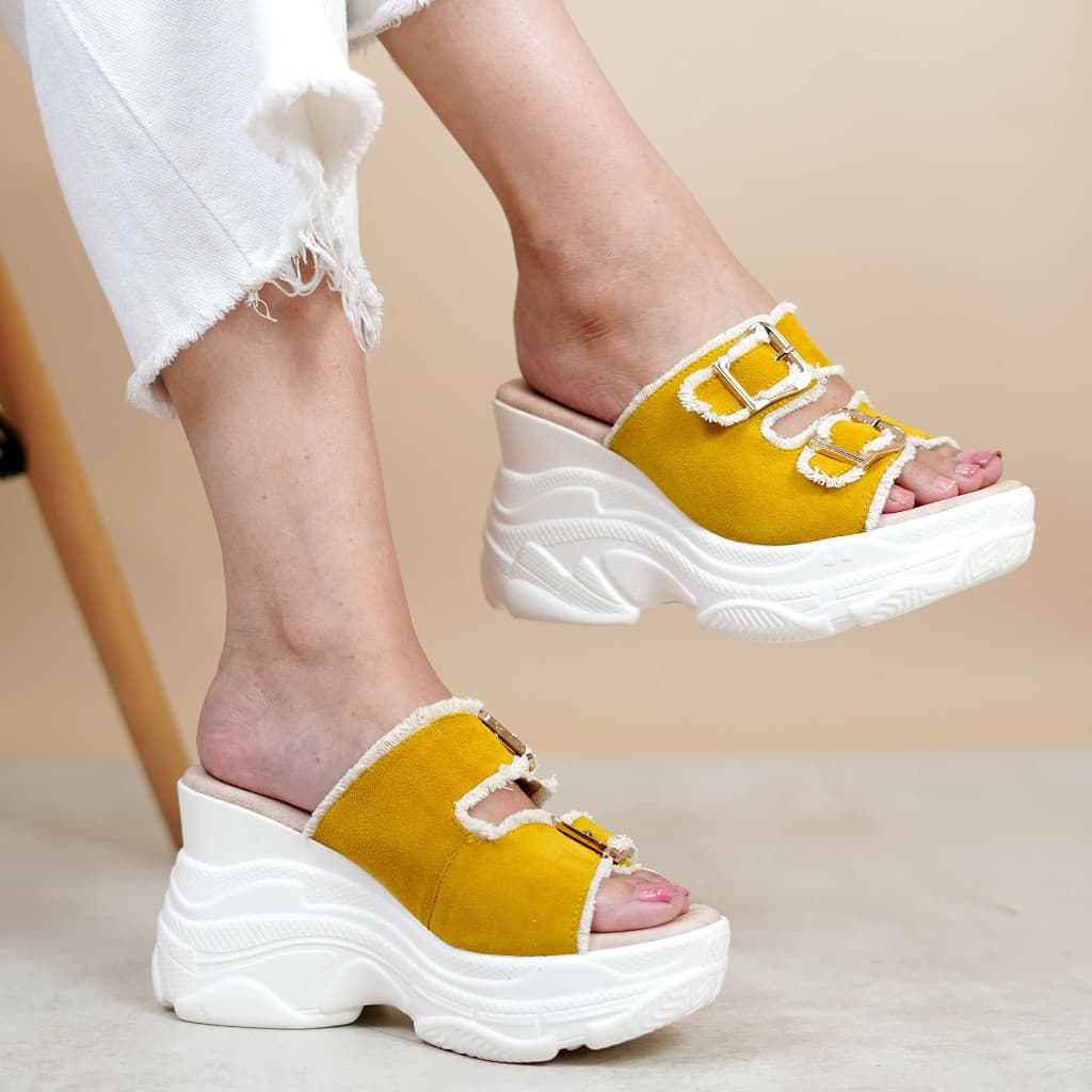 Thumbnail gambar ke-4 produk Pollux Bold WPOBQ 17 - Sandal Wanita Wedges Bahan Kulit  | Sandal Casual Wanita Slip On
