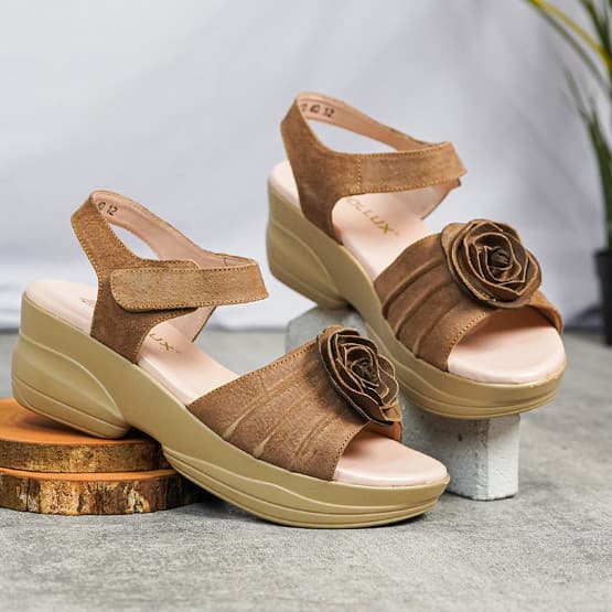 Thumbnail gambar ke-4 produk Pollux Daily Wpoco 66 | Sandal Wanita Bahan Kulit | Wedges Wanita | Sepatu Sandal Wanita