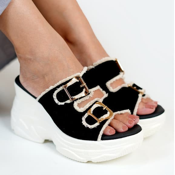 Gambar produk Pollux Bold WPOBQ 17 - Sandal Wanita Wedges Bahan Kulit  | Sandal Casual Wanita Slip On