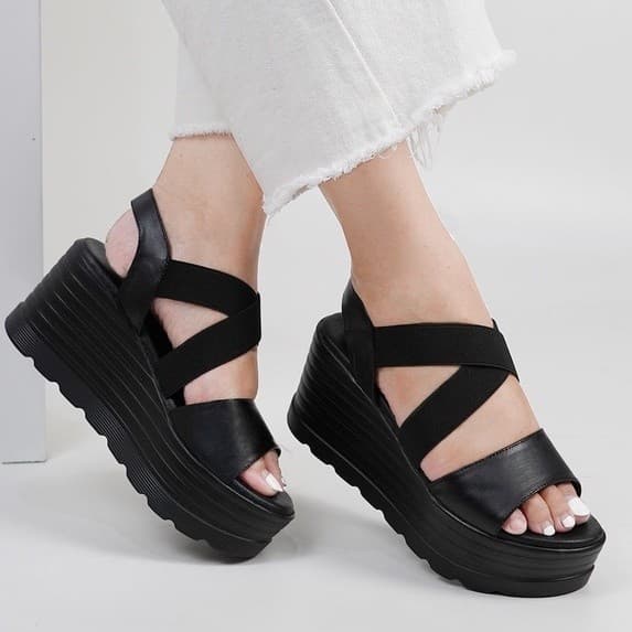 Thumbnail gambar ke-2 produk Pollux Bold WPOGO 14 - Sandal Wedges Wanita Bahan Kulit Asli | Sepatu Sandal Wedges Wanita
