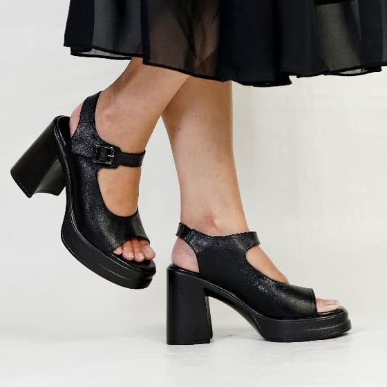 Gambar produk Pollux Classic WPOAS 04 - High Heels Wanita 9cm Bahan Kulit Asli | Sepatu Sandal Wanita Chungky Hils