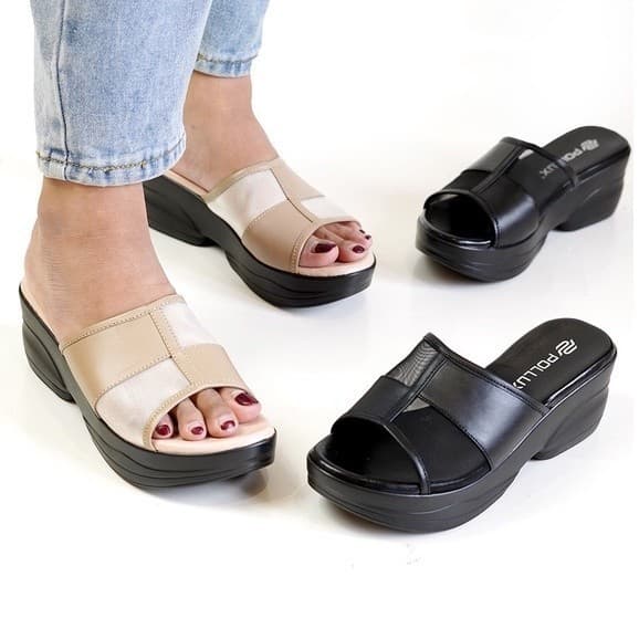 Thumbnail gambar ke-4 produk Pollux Daily Wpoco 32 - Sandal Wedges | Selop Wedges | Wedges Bahan Kulit