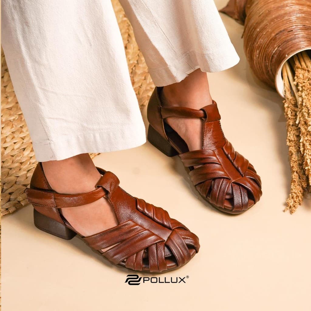 Gambar ke-8 produk Pollux Classic WBB 9891 - Sepatu Sandal Wanita Stylish Bahan Kulit Asli Tinggi 3cm