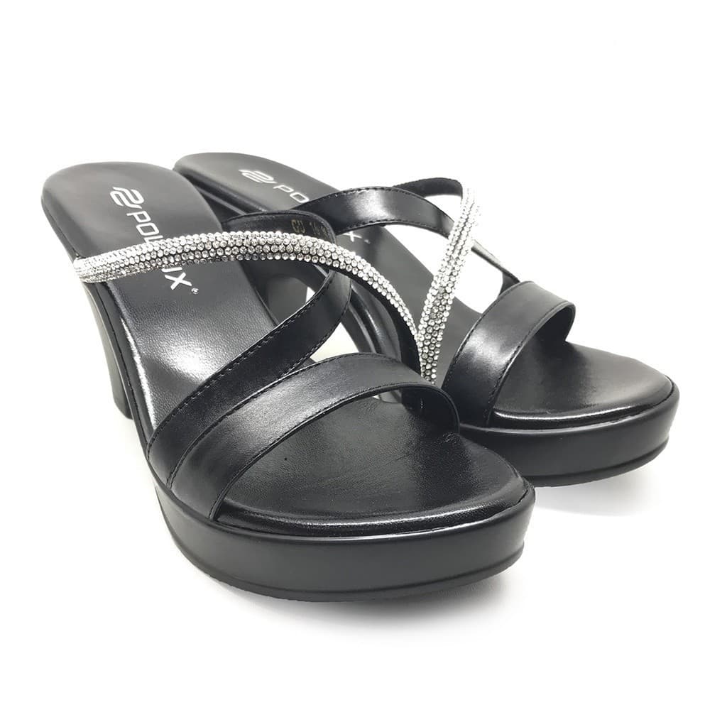 Thumbnail gambar ke-9 produk Pollux Classic WPOGP 16 - Sandal High Heels Wanita Bahan Kulit Asli Kombinasi Glitter Elegant Tinggi 9cm