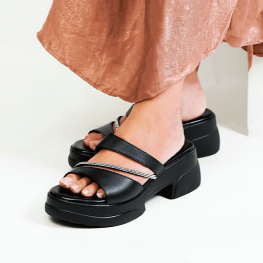 Gambar ke-1 produk Pollux Bold WPOCS 18 - Sandal Wedges Wanita Bahan Kulit  | Sandal Heels WPOCO 14