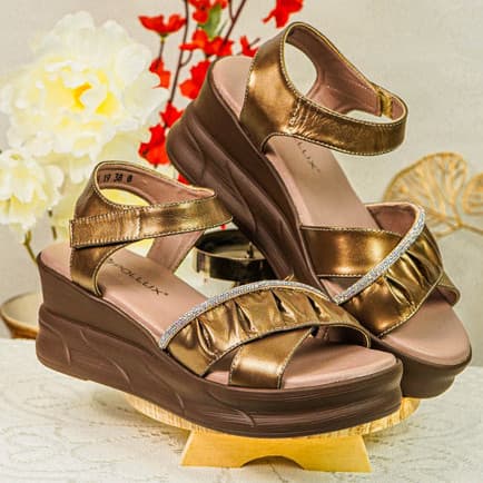 Gambar ke-1 produk Pollux Classic  Wpofu 15- Sandal Wedges  Wanita | Wedges Wanita Bahan Kulit